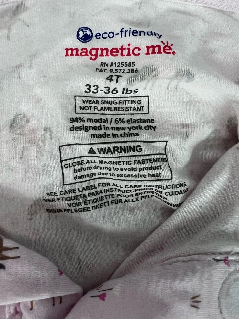 Magnetic Me Pink Horse Print Pajama Set Size 4T